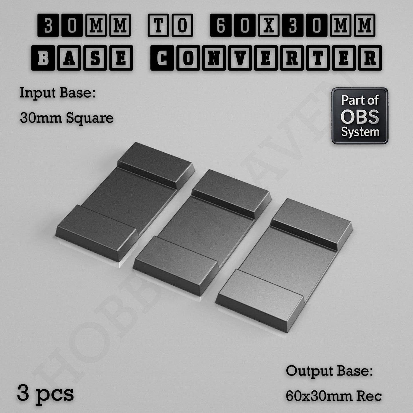 Square to Rectangle Bases Size Converters 3d Print Full Range