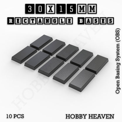 Rectangle Bases Range Sizes - 75x30mm to 125x40mm Medium Sizes 3d Print Full Range Tabletop Games