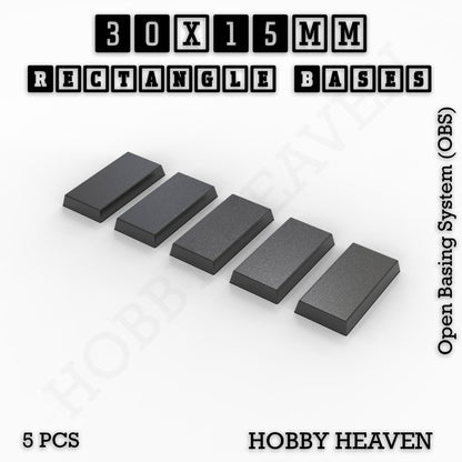Rectangle Bases Range Sizes - 75x30mm to 125x40mm Medium Sizes 3d Print Full Range Tabletop Games