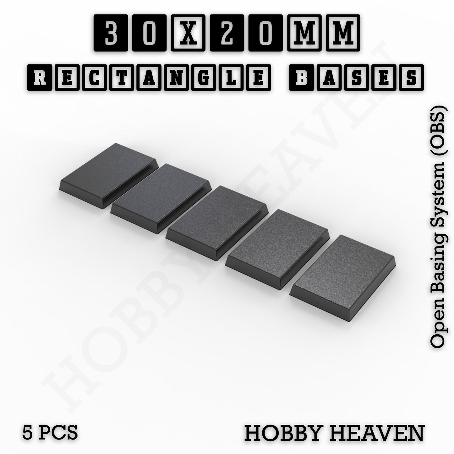 Rectangle Bases Range Sizes - 75x30mm to 125x40mm Medium Sizes 3d Print Full Range Tabletop Games
