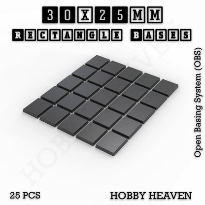 Rectangle Bases Range Sizes - 20x15mm to 75x25mm Small Sizes 3d Print Full Range Tabletop Games
