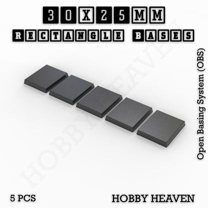 Rectangle Bases Range Sizes - 75x30mm to 125x40mm Medium Sizes 3d Print Full Range Tabletop Games