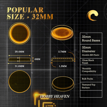 32mm Round Plain Plastic Bases