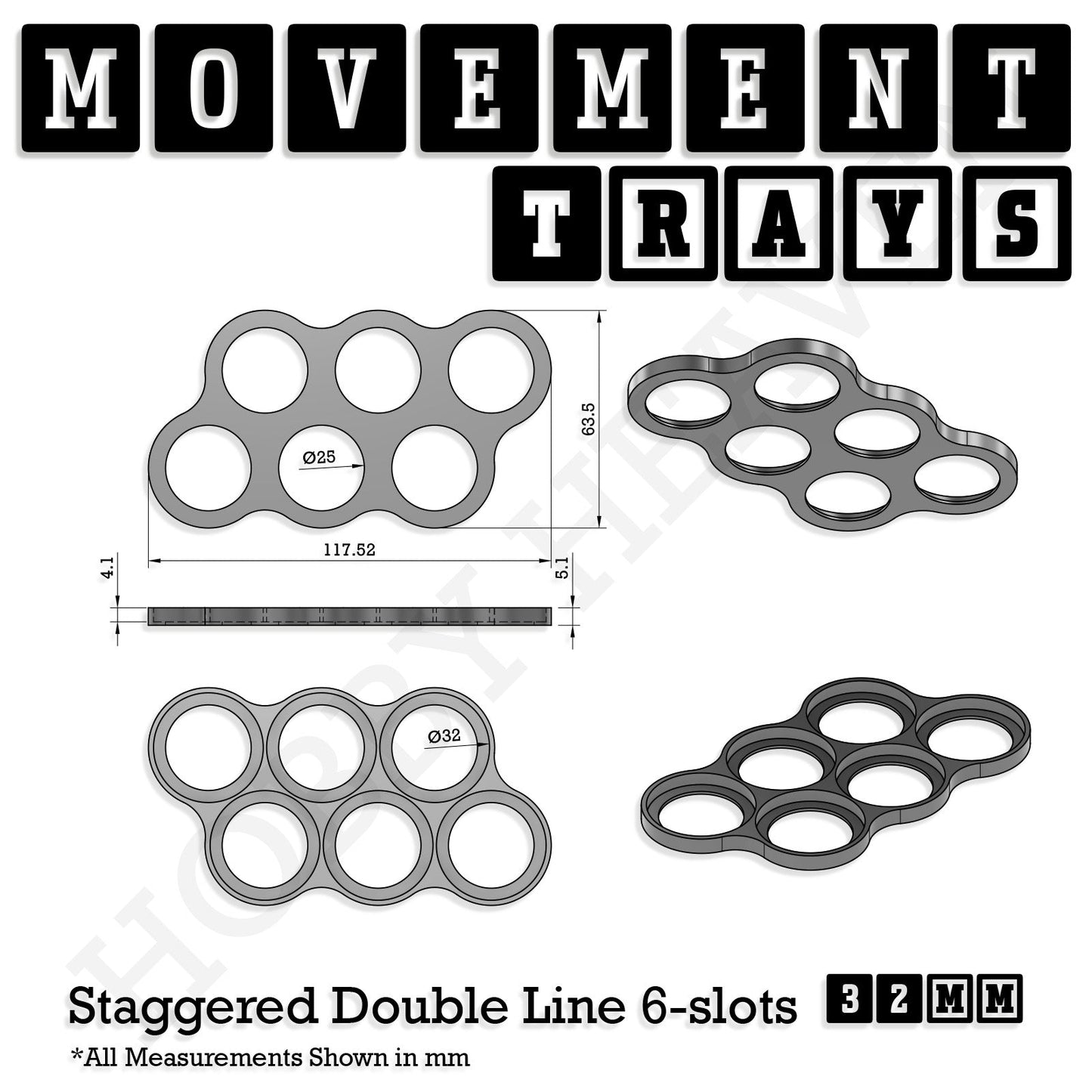 32mm Movement Trays for Tabletop Games | Compatible with Popular Miniatures | Full Range