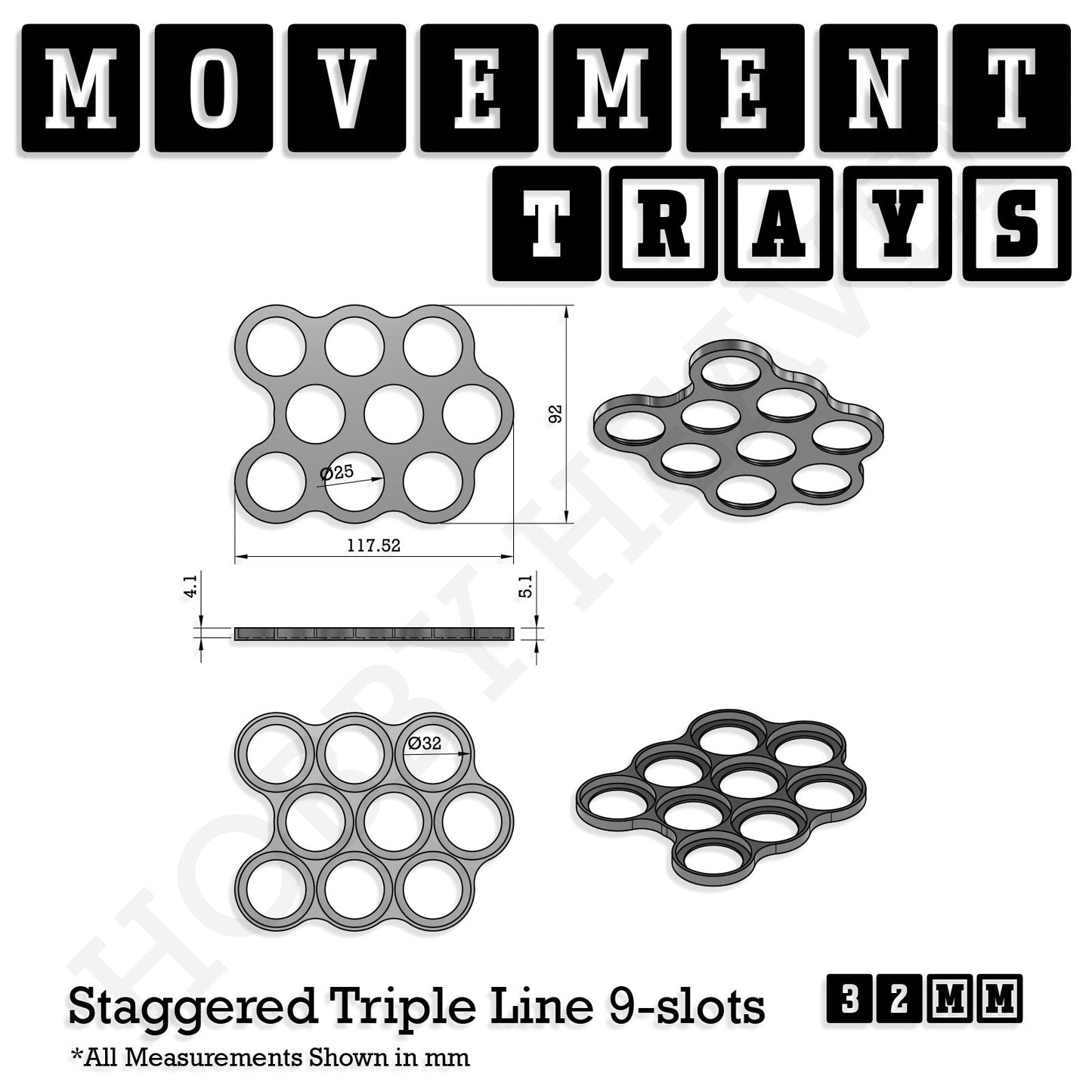 32mm Movement Trays for Tabletop Games | Compatible with Popular Miniatures | Full Range