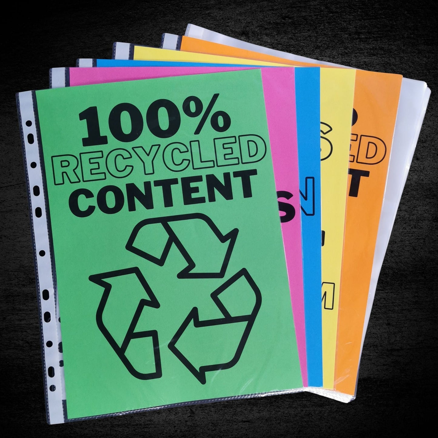 Clear View 100% Recycled A4 Punched Pockets Pack of 100, 30 Micron Thick
