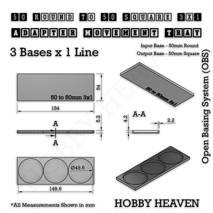 Round to Square Movement Trays Adapters for Tabletop Games