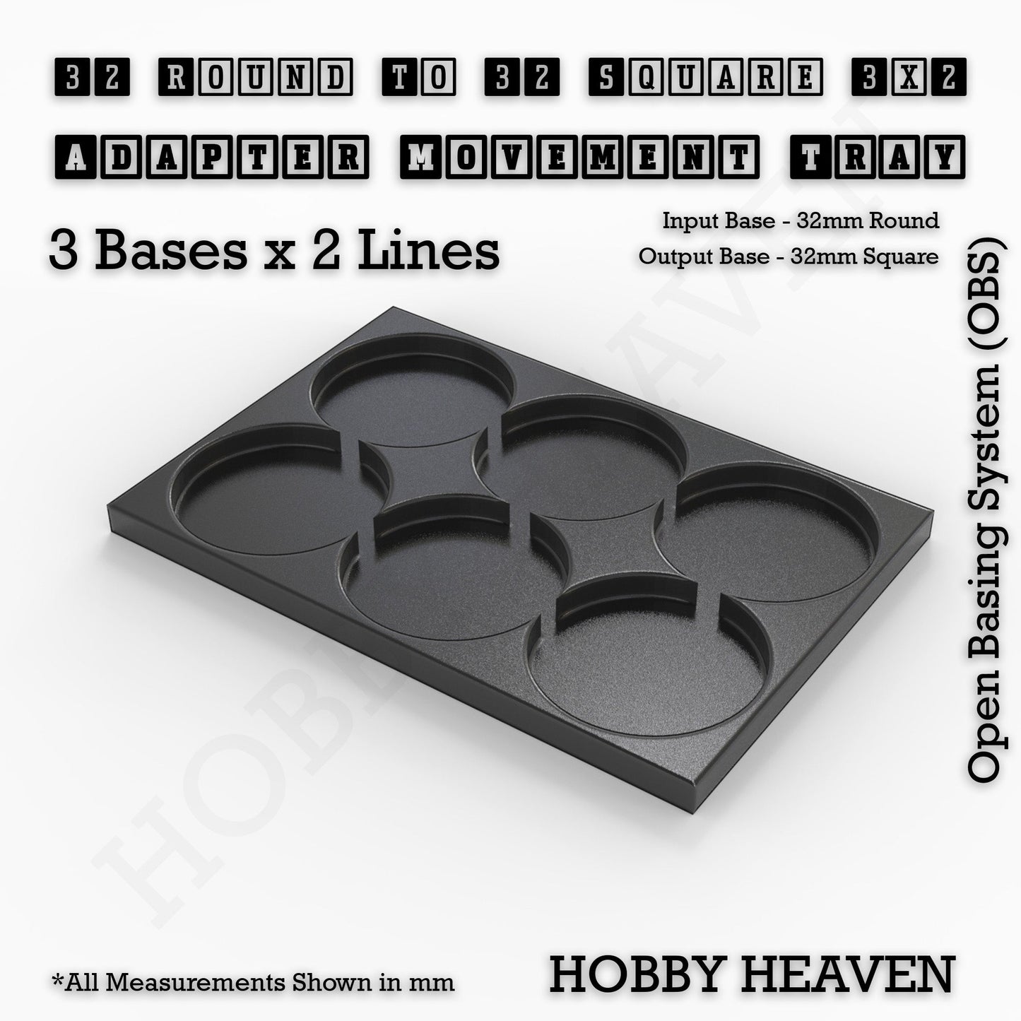 Round to Square Movement Trays Adapters for Tabletop Games