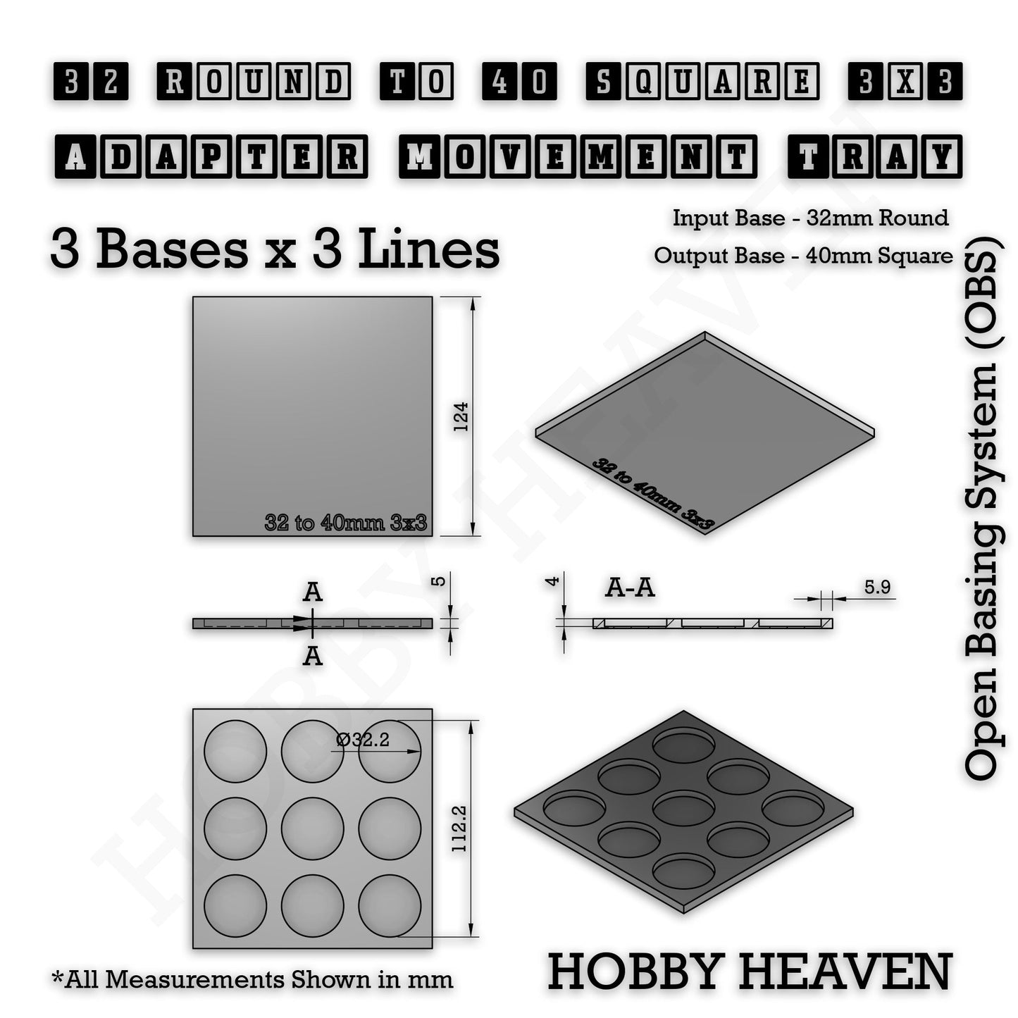 Round to Square Movement Trays Adapters for Tabletop Games