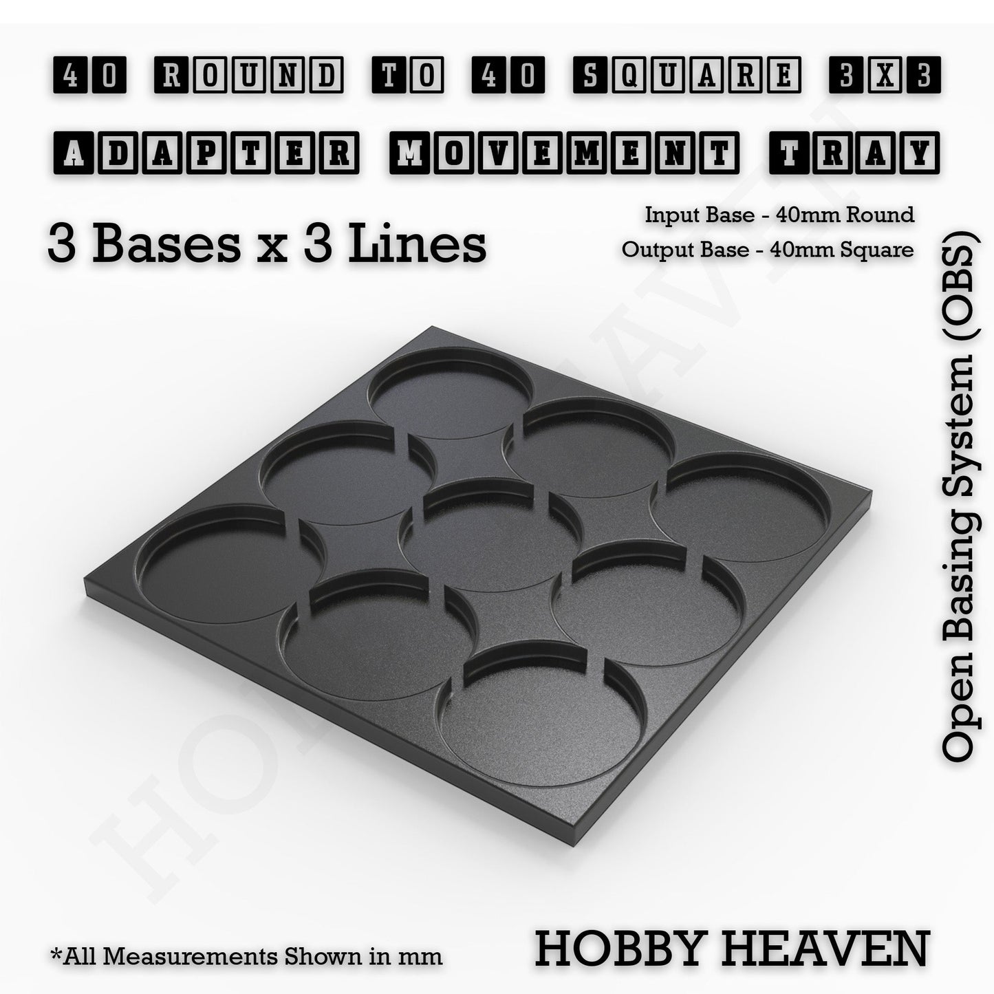 Round to Square Movement Trays Adapters for Tabletop Games
