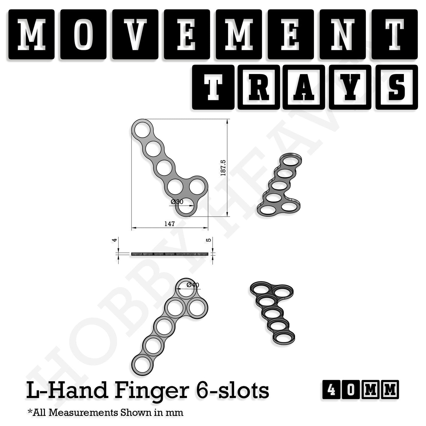 40mm Movement Trays for Miniatures | Tabletop Wargames Compatible | Full Range
