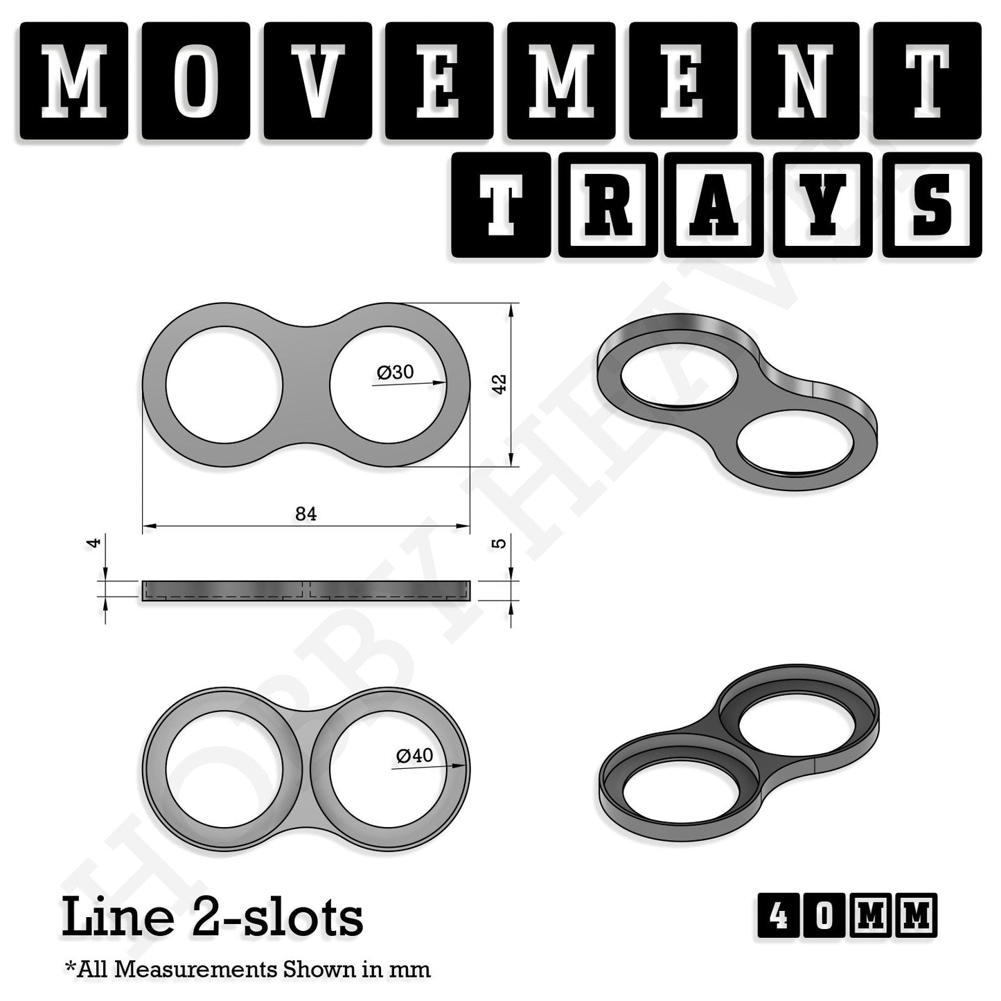 40mm Movement Trays for Miniatures | Tabletop Wargames Compatible | Full Range