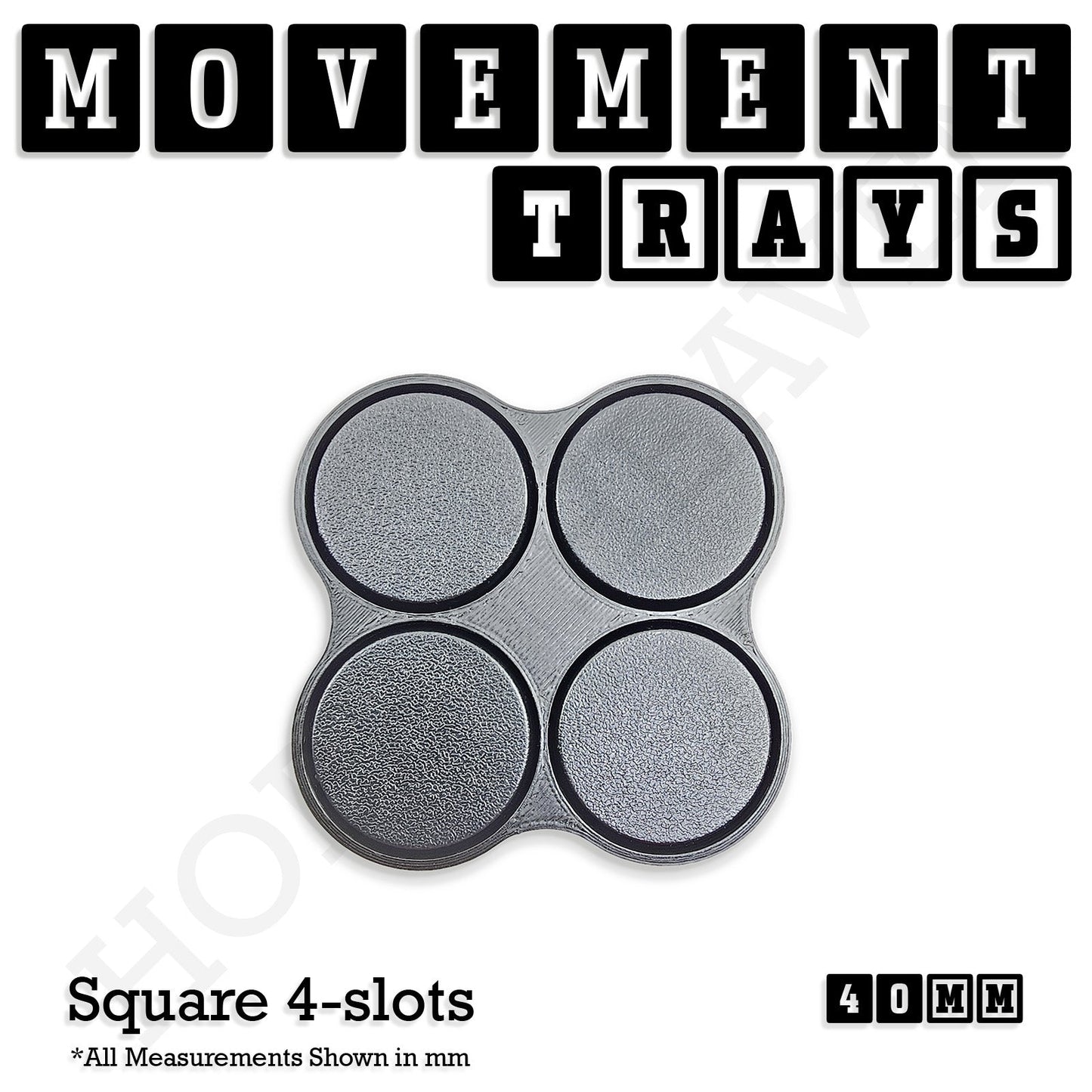 40mm Movement Trays for Miniatures | Tabletop Wargames Compatible | Full Range