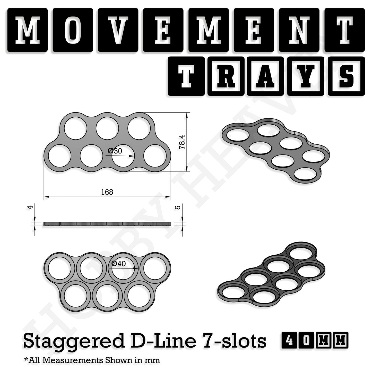 40mm Movement Trays for Miniatures | Tabletop Wargames Compatible | Full Range