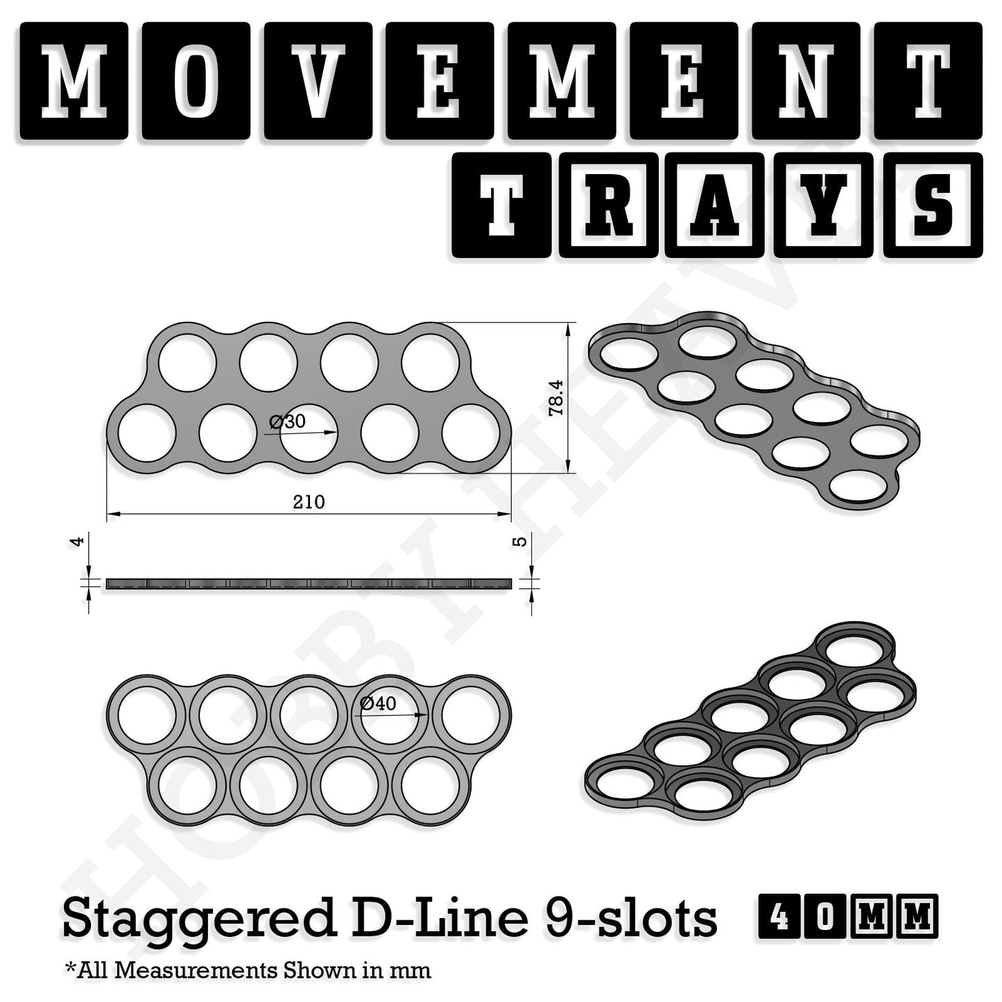 40mm Movement Trays for Miniatures | Tabletop Wargames Compatible | Full Range