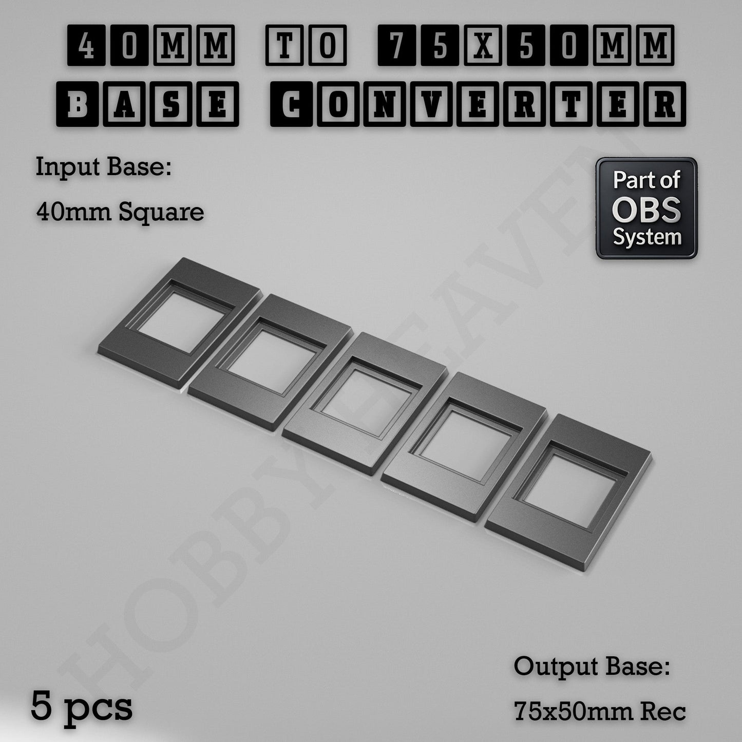 Square to Rectangle Bases Size Converters 3d Print Full Range