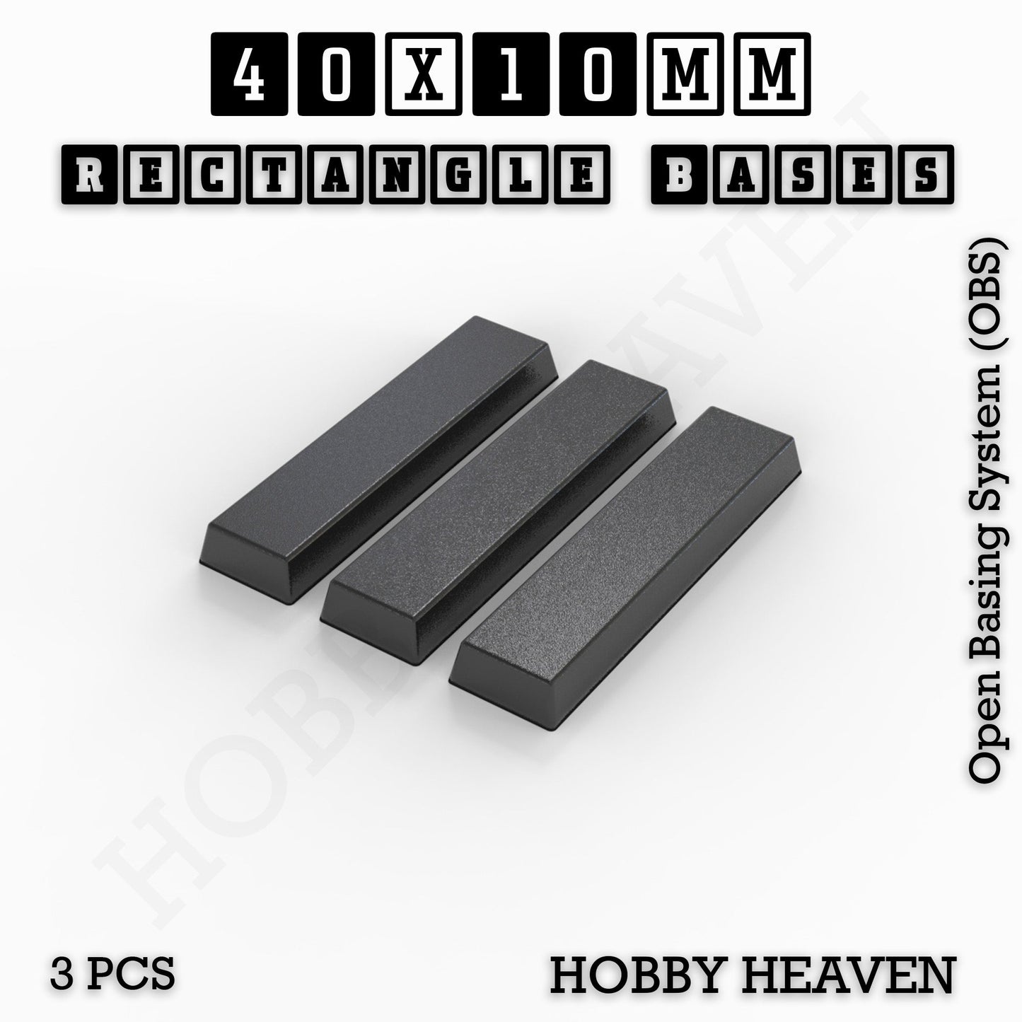 Rectangle Bases Range Sizes - 75x30mm to 125x40mm Medium Sizes 3d Print Full Range Tabletop Games