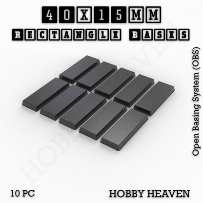 Rectangle Bases Range Sizes - 20x15mm to 75x25mm Small Sizes 3d Print Full Range Tabletop Games