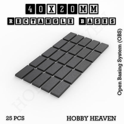 Rectangle Bases Range Sizes - 75x30mm to 125x40mm Medium Sizes 3d Print Full Range Tabletop Games
