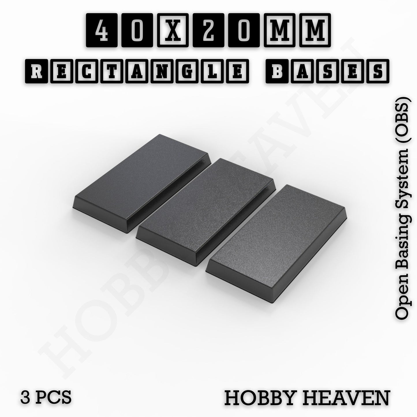 Rectangle Bases Range Sizes - 75x30mm to 125x40mm Medium Sizes 3d Print Full Range Tabletop Games