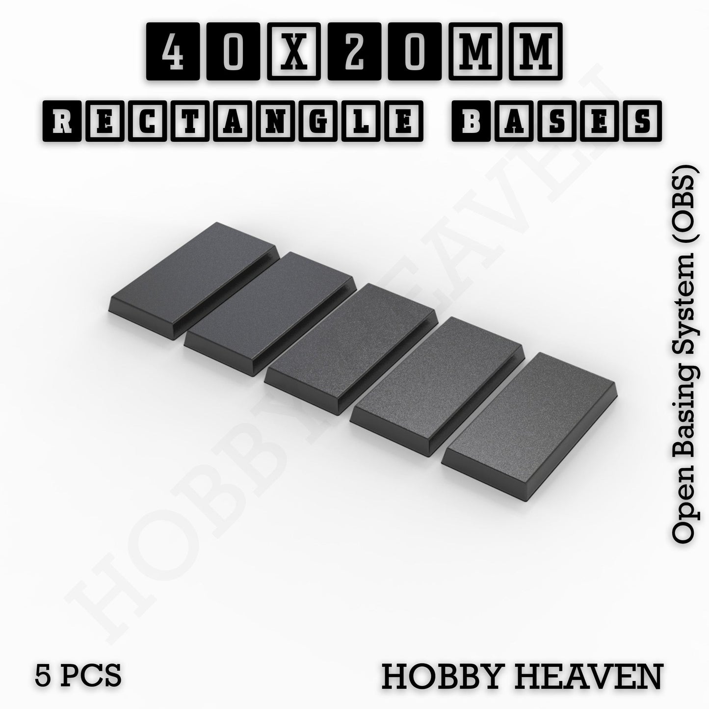 Rectangle Bases Range Sizes - 20x15mm to 75x25mm Small Sizes 3d Print Full Range Tabletop Games