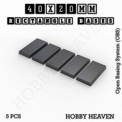 Rectangle Bases Range Sizes - 20x15mm to 75x25mm Small Sizes 3d Print Full Range Tabletop Games