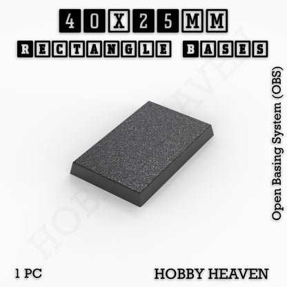 Rectangle Bases Range Sizes - 20x15mm to 75x25mm Small Sizes 3d Print Full Range Tabletop Games