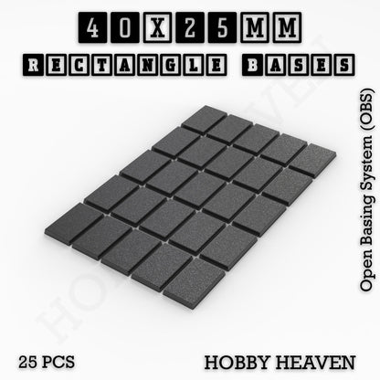 Rectangle Bases Range Sizes - 20x15mm to 75x25mm Small Sizes 3d Print Full Range Tabletop Games