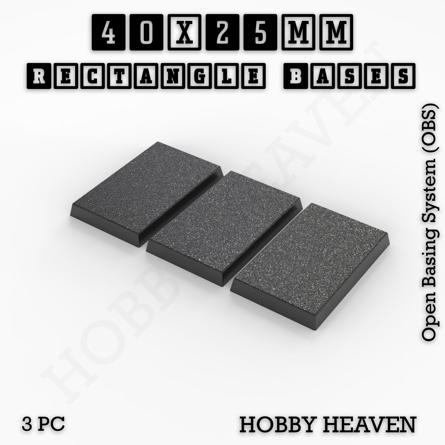 Rectangle Bases Range Sizes - 20x15mm to 75x25mm Small Sizes 3d Print Full Range Tabletop Games
