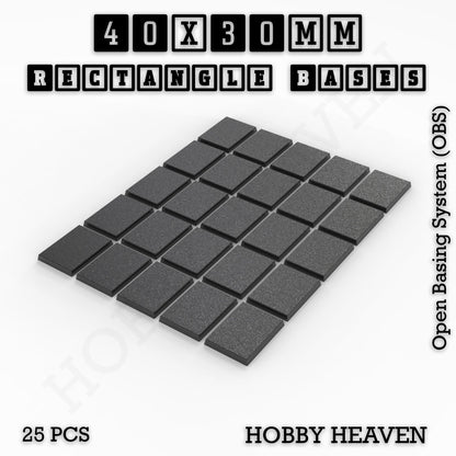 Rectangle Bases Range Sizes - 75x30mm to 125x40mm Medium Sizes 3d Print Full Range Tabletop Games