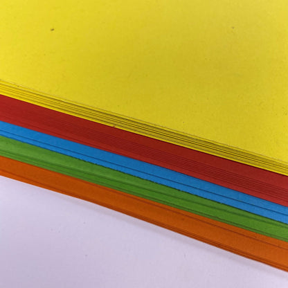 A2 Vivid Coloured Recycled Card 180gsm - Bright Mix of Yellow, Red, Blue, Green, and Orange