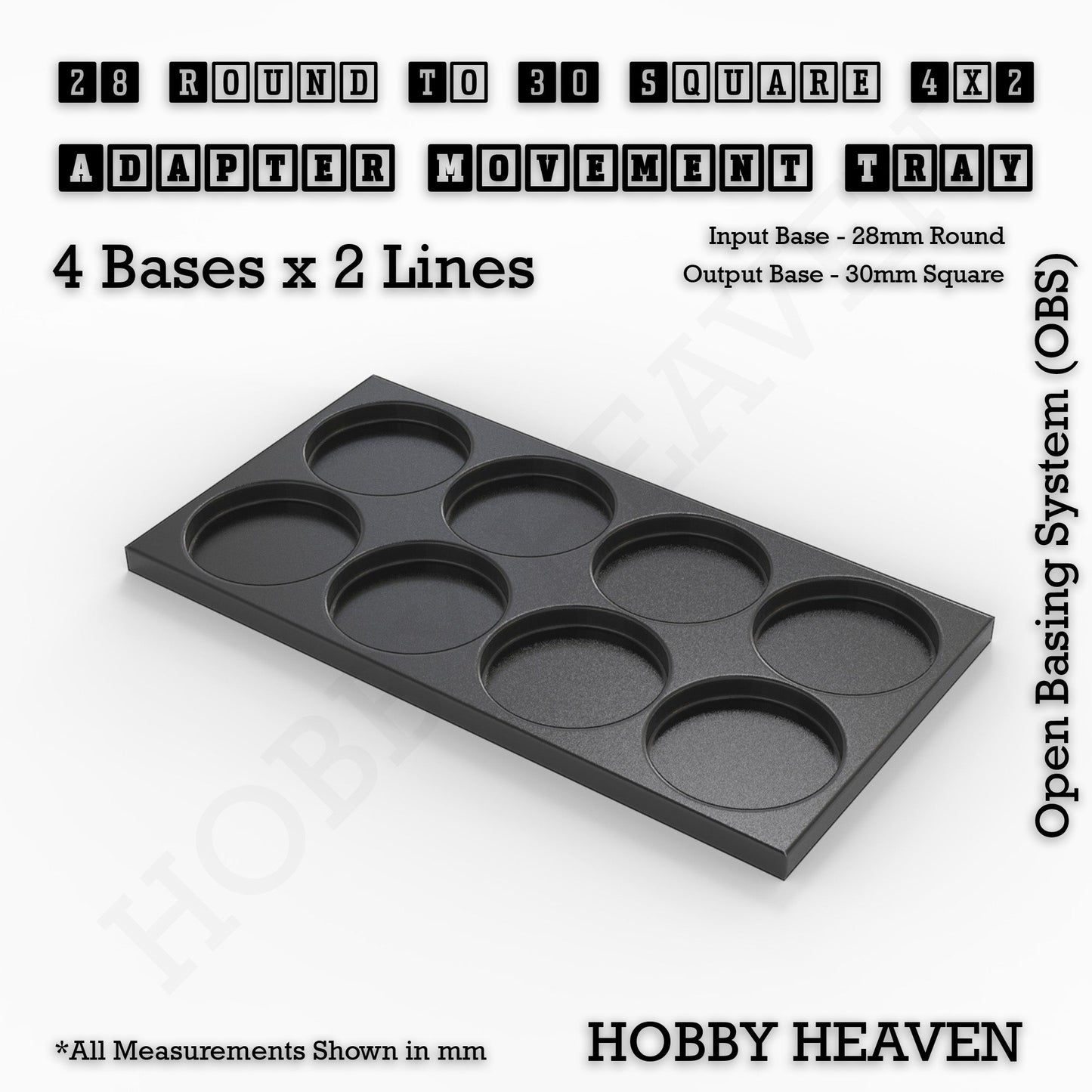 Round to Square Movement Trays Adapters for Tabletop Games