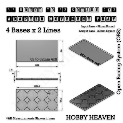 Round to Square Movement Trays Adapters for Tabletop Games