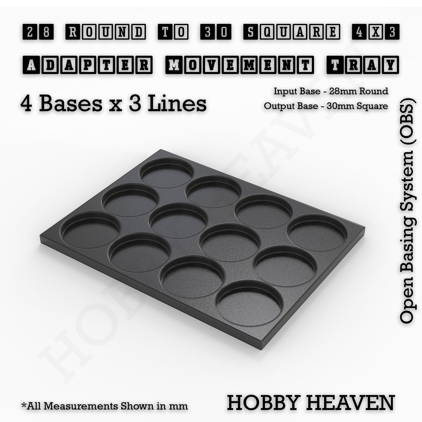 Round to Square Movement Trays Adapters for Tabletop Games