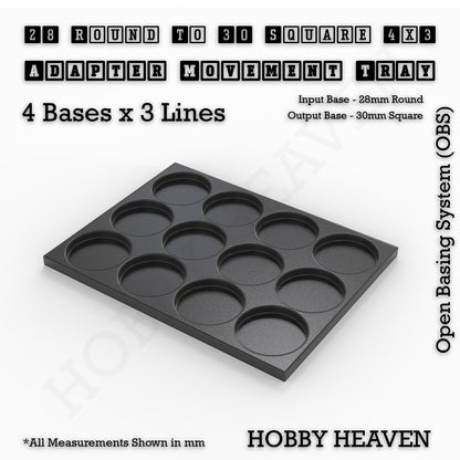 Round to Square Movement Trays Adapters for Tabletop Games