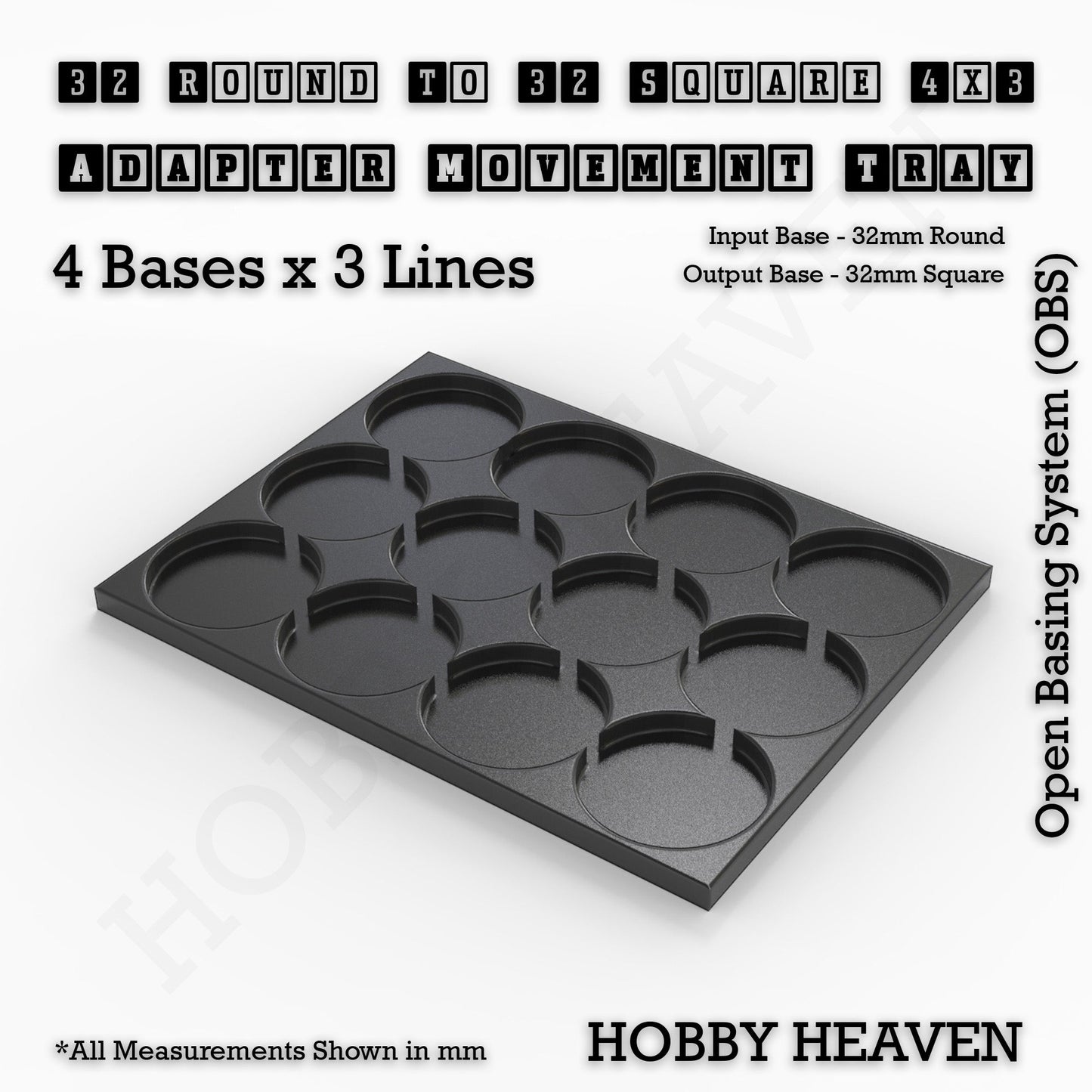 Round to Square Movement Trays Adapters for Tabletop Games