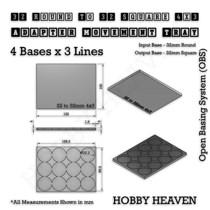 Round to Square Movement Trays Adapters for Tabletop Games