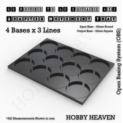 Round to Square Movement Trays Adapters for Tabletop Games