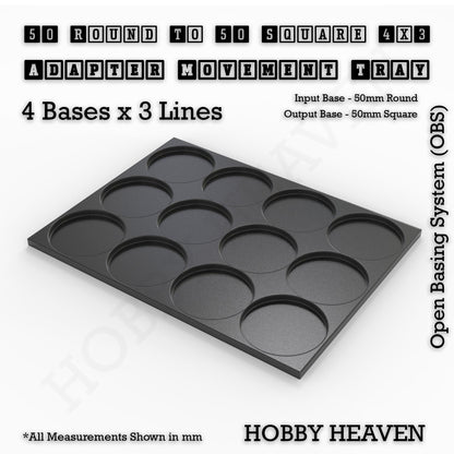Round to Square Movement Trays Adapters for Tabletop Games