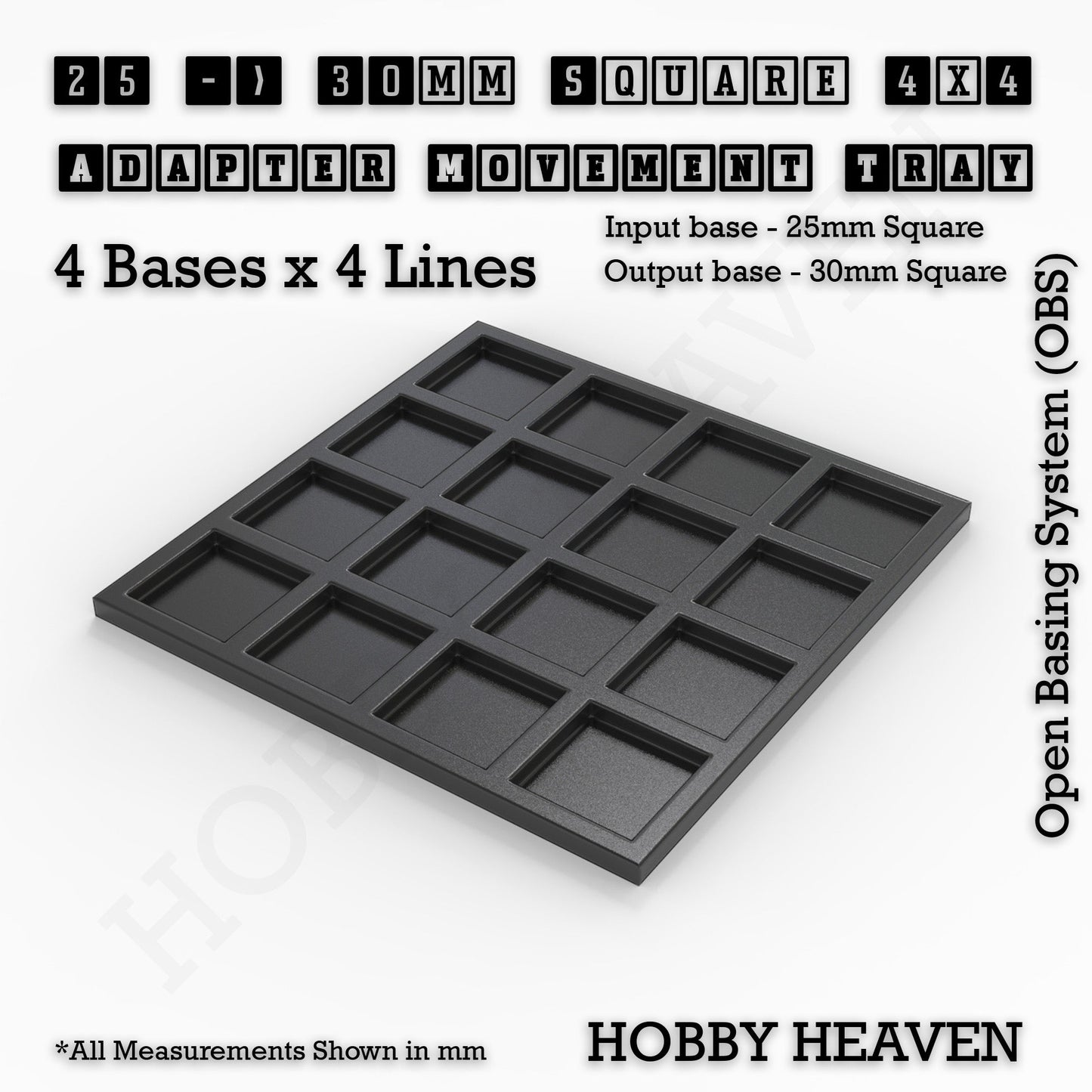 Square and Rectangle Movement Trays Adapters for Tabletop Games