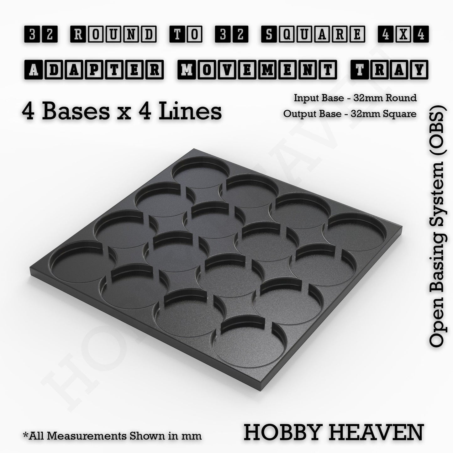 Round to Square Movement Trays Adapters for Tabletop Games