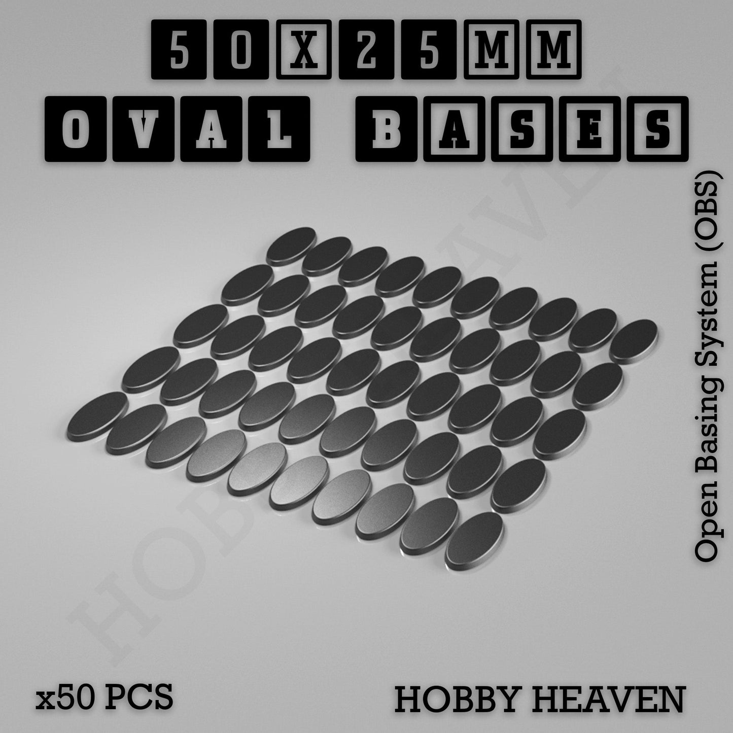 50x25mm Oval Textured Bases 3d Printed