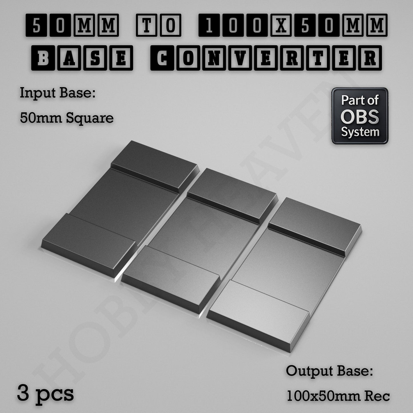 Square to Rectangle Bases Size Converters 3d Print Full Range