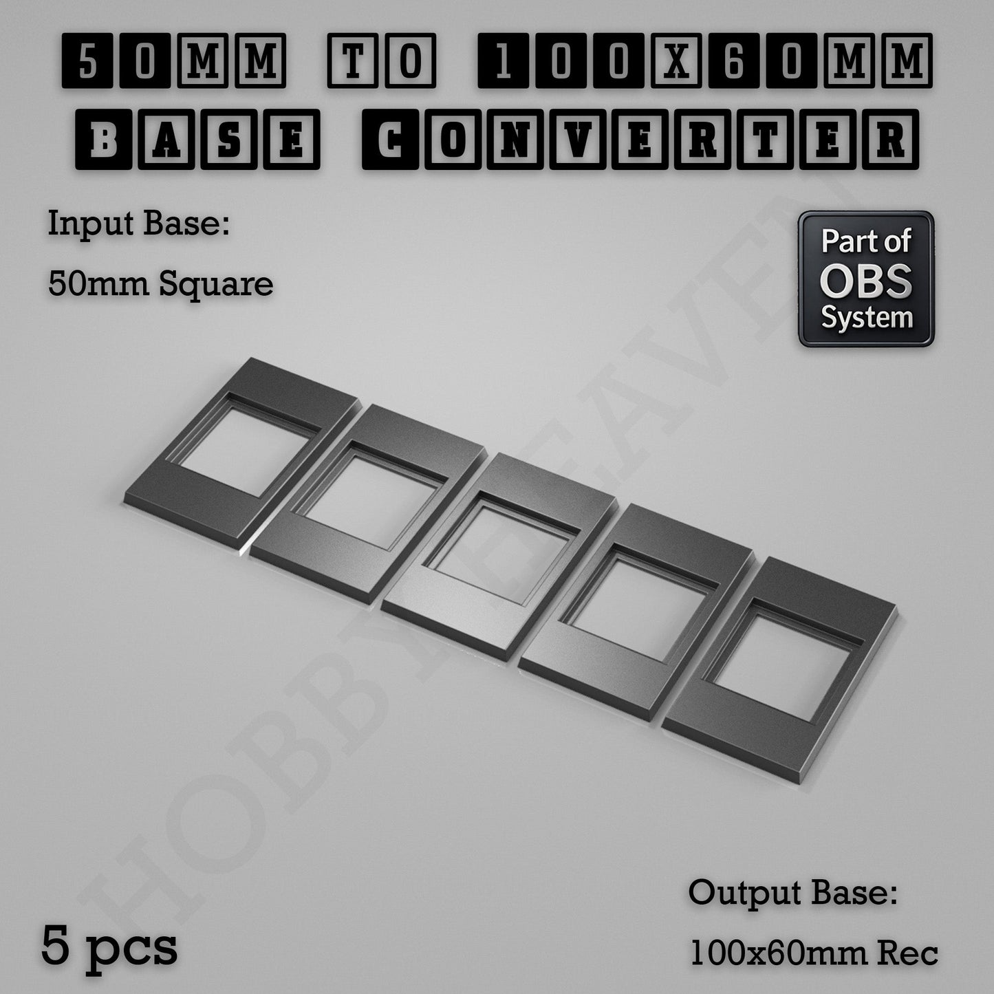 Square to Rectangle Bases Size Converters 3d Print Full Range