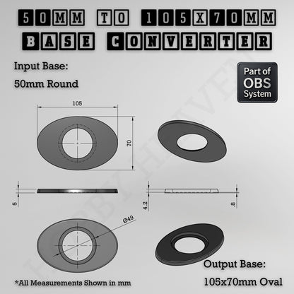 Round To Oval Bases Size Converters 3d Print Full Range