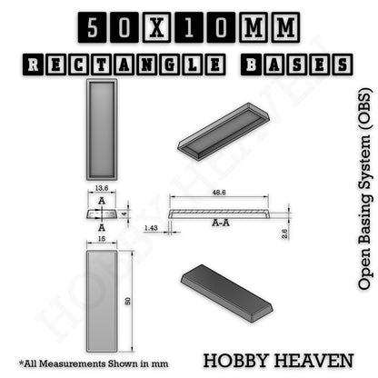 Rectangle Bases Range Sizes - 20x15mm to 75x25mm Small Sizes 3d Print Full Range Tabletop Games