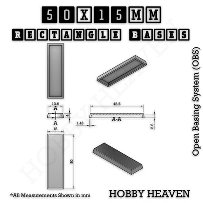 Rectangle Bases Range Sizes - 75x30mm to 125x40mm Medium Sizes 3d Print Full Range Tabletop Games