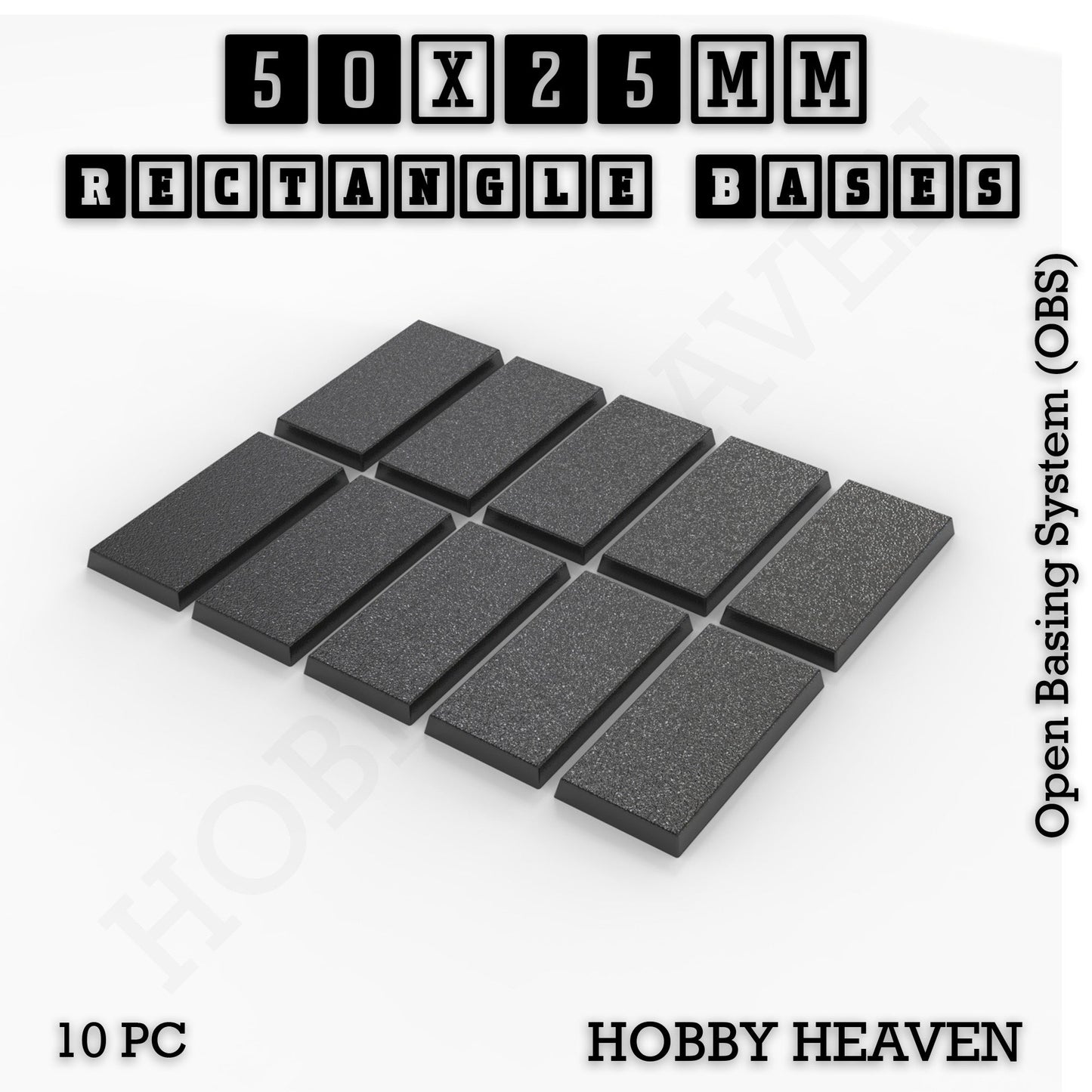 Rectangle Bases Range Sizes - 75x30mm to 125x40mm Medium Sizes 3d Print Full Range Tabletop Games