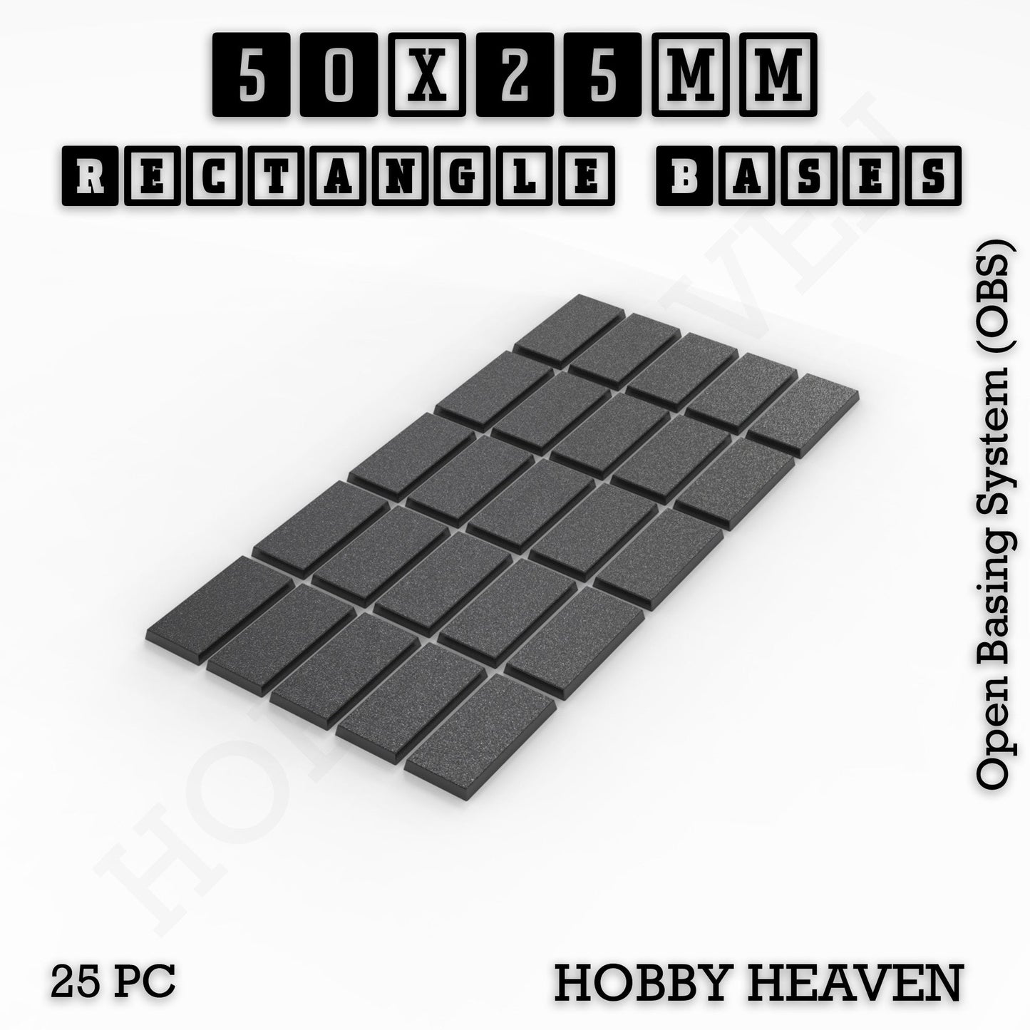 Rectangle Bases Range Sizes - 75x30mm to 125x40mm Medium Sizes 3d Print Full Range Tabletop Games
