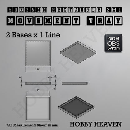 Rectangle Movement Trays | Cavalry & Monsters | 50×25-100×60mm | OBS System